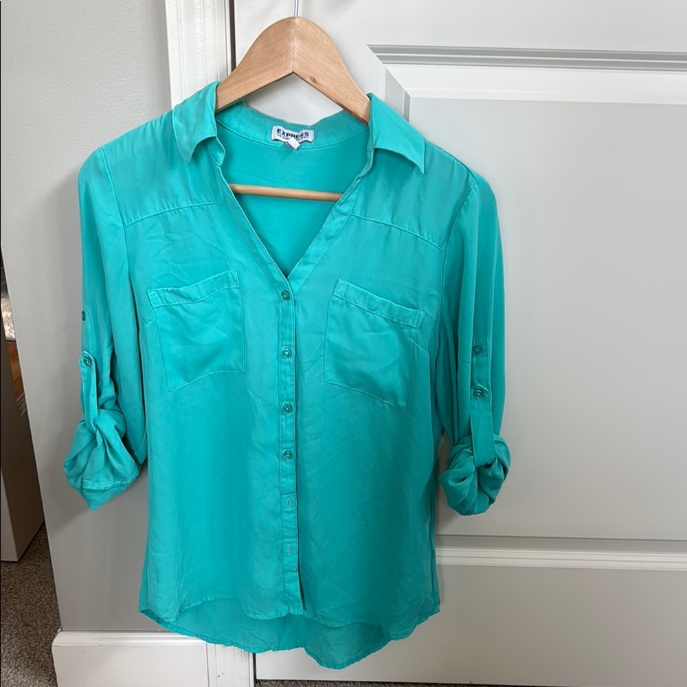 Express brand- Teal Button-Up Blouse